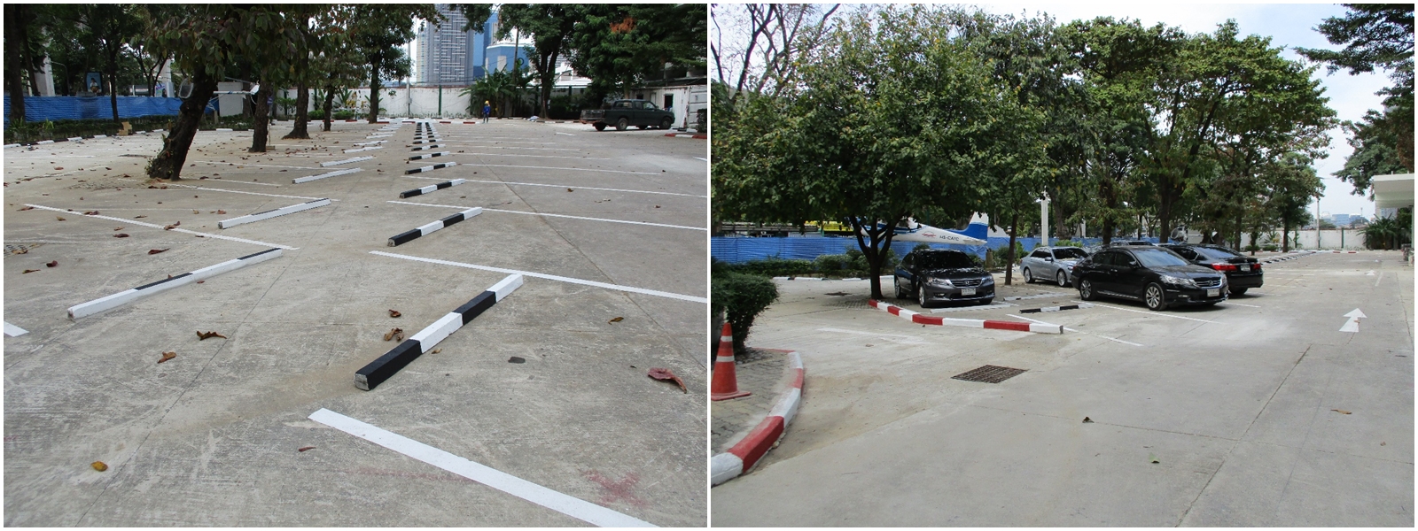 งานปรับปรุงลานจอดรถหน้าอาคาร 1 เพื่อย้ายที่จอดรถบริเวณพื้นที่ก่อสร้าง อาคาร E